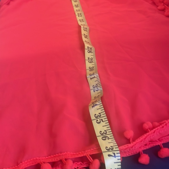 Orange Bathingsuit cover,Tunic,Sheer, Vneck,Adjustable tie waist,Tassels, XL - Picture 8 of 9